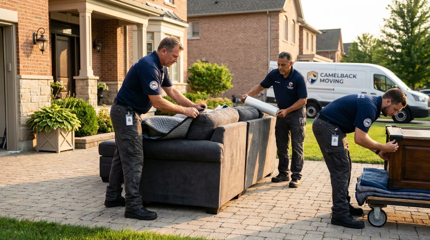 Large estate moving crew wrapping furniture in Carver, MN